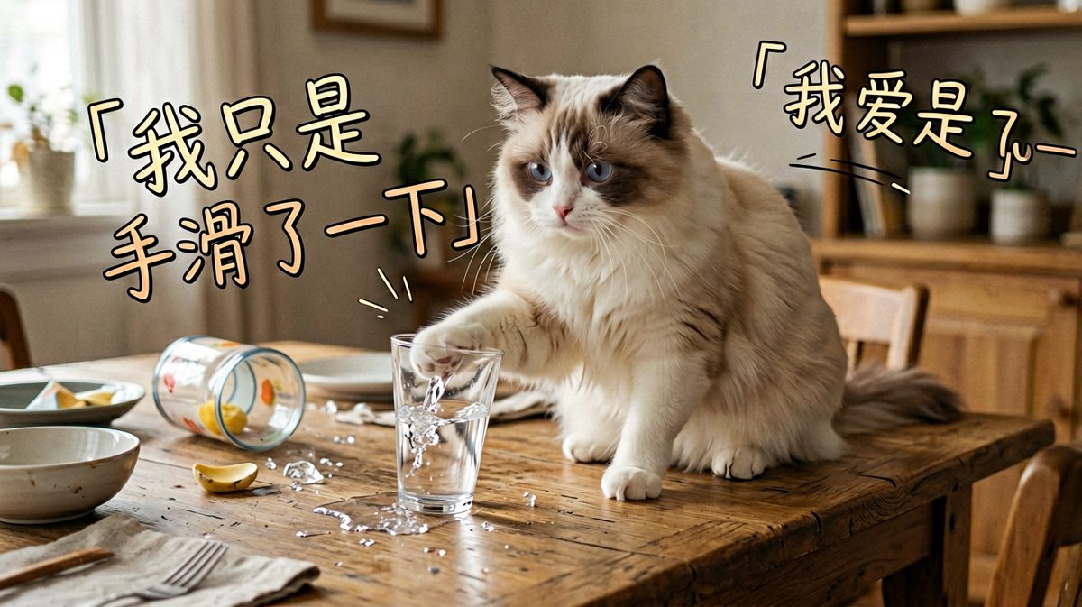 猫：不是我故意的，是水它自己想跳下去