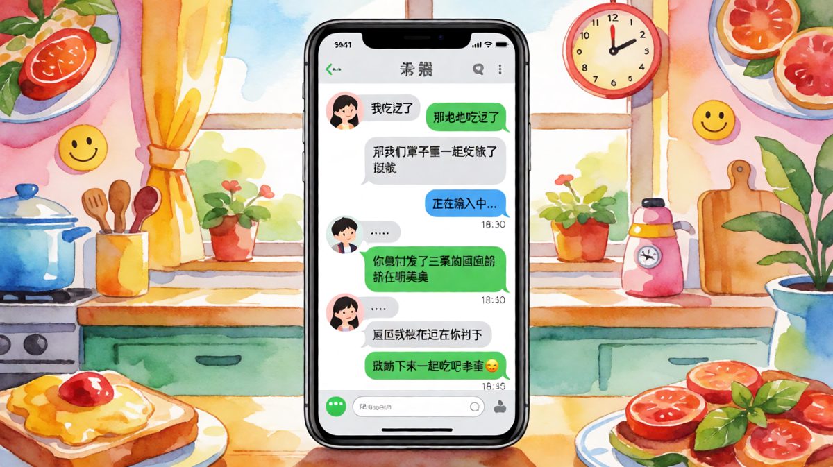 说吃过饭却在朋友圈晒美食，被发现后的反转。