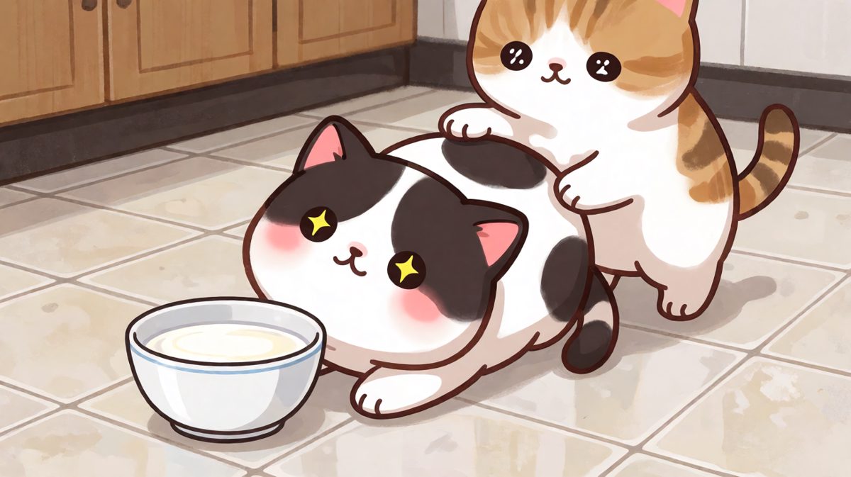 奶牛猫偷喝牛奶，结果自己先醉了