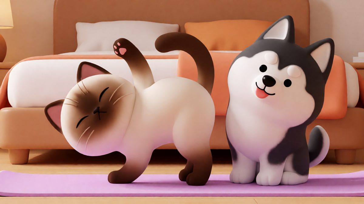猫已悟道，二哈还在'汪？你干嘛？'。