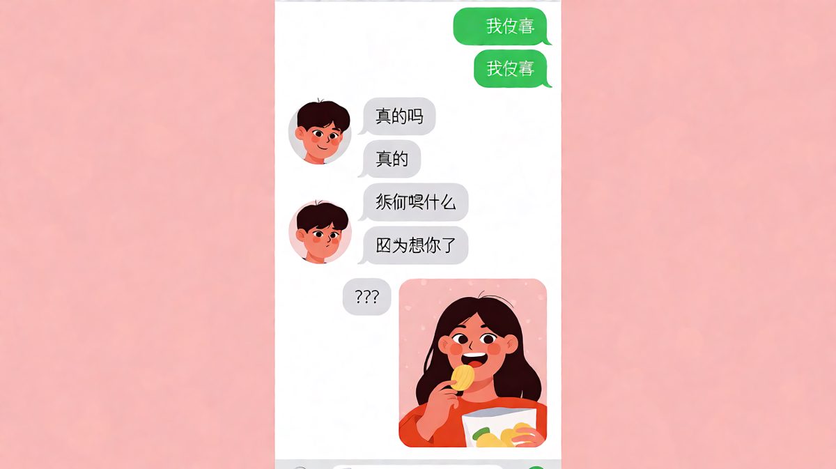 女生说想哭了结果是馋了，男友一脸懵的反转对话