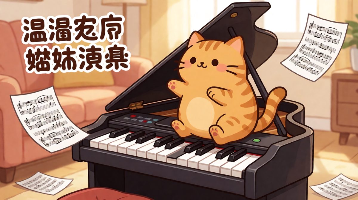 橘猫大师即兴演奏翻车现场：尾巴比手快，钢琴比人倒，但哈欠不能停。