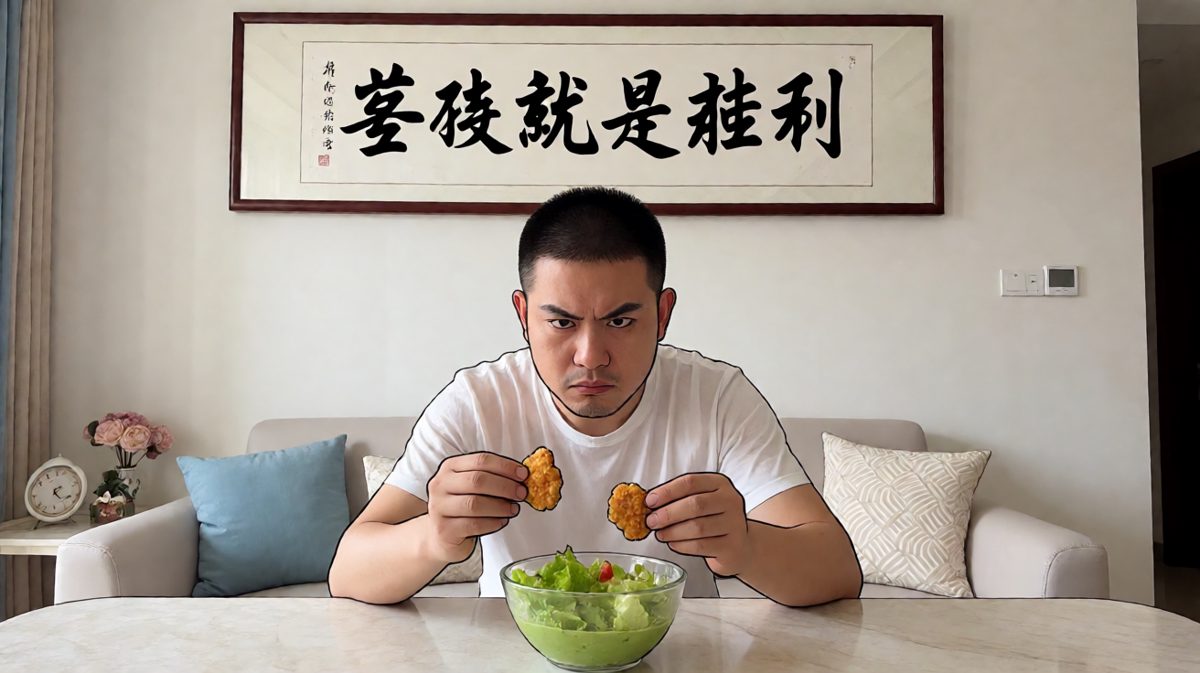 第二天：我给炸鸡搭配沙拉酱，这样吃就等于在吃蔬菜，逻辑完美！