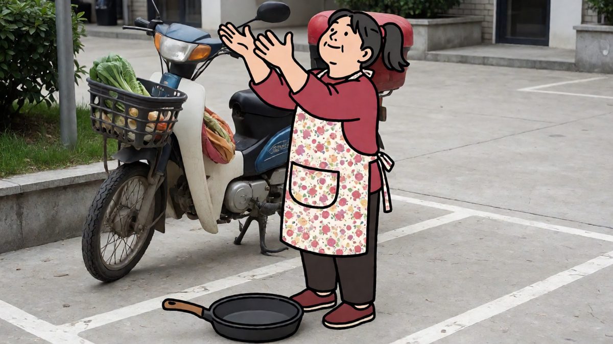 楼下老婆信心满满：跳吧，我接着，锅都备好了。