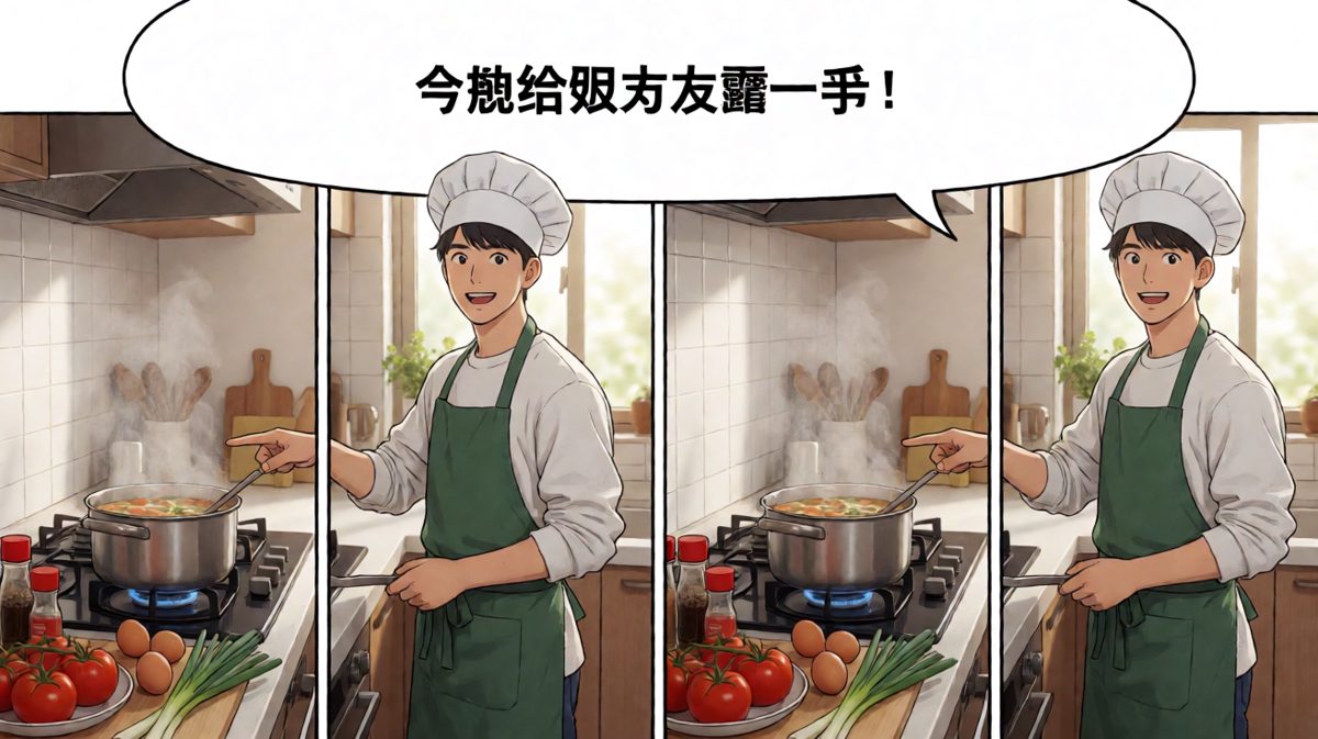 信心满满的'大厨'登场，准备给女朋友做一顿豪华晚餐。