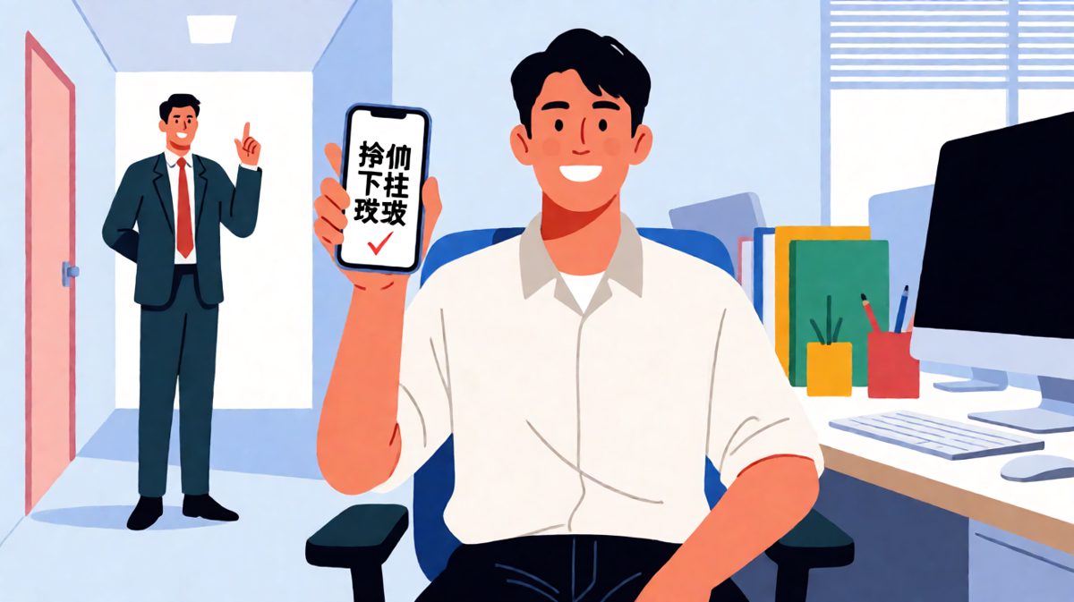 员工：「老板说可以准时六点走！」老板：「对，从明天起早上七点上班。」