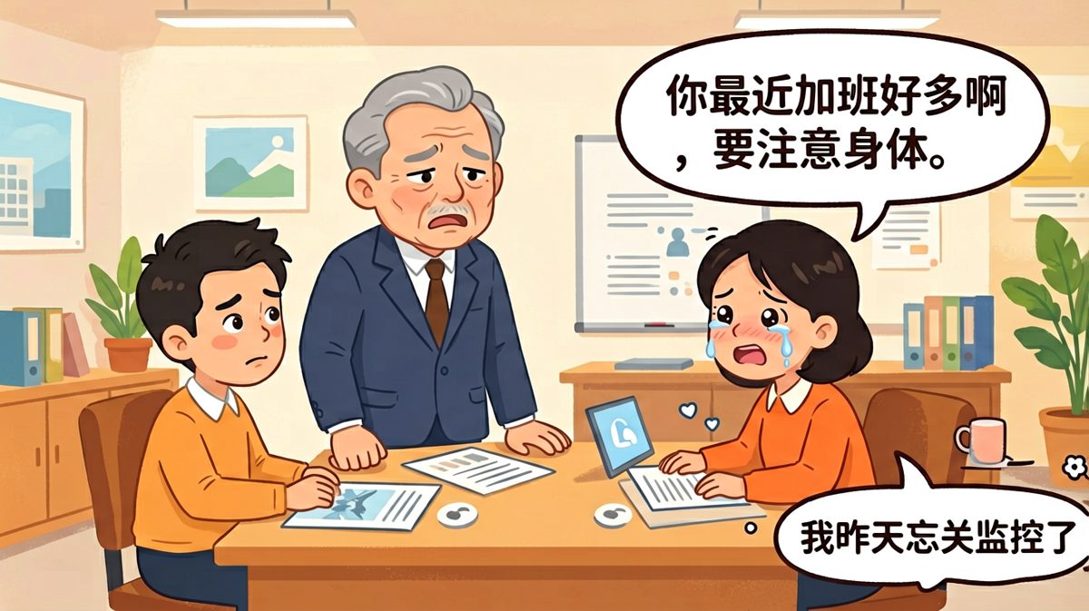 老板假装关心加班，员工感动，结果老板只是想删监控记录