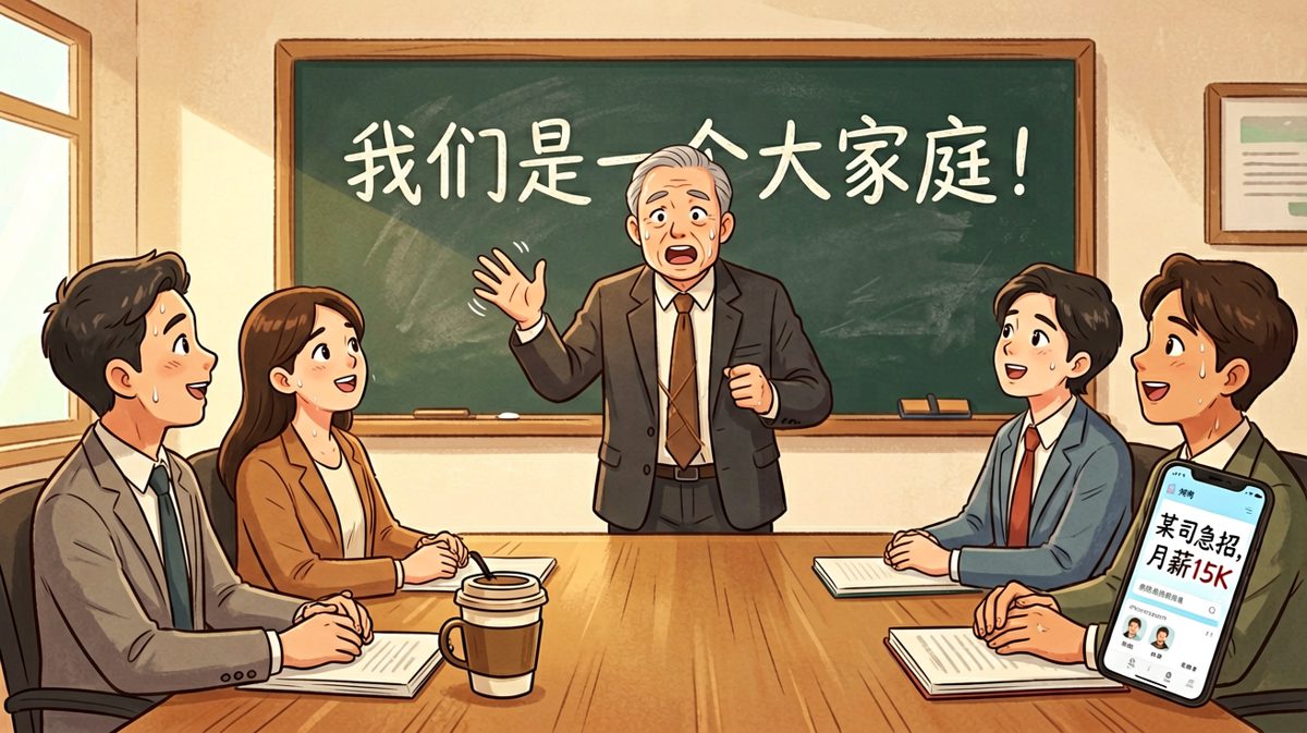 老板画饼说公司是家庭，员工感动，结果员工正在刷招聘软件