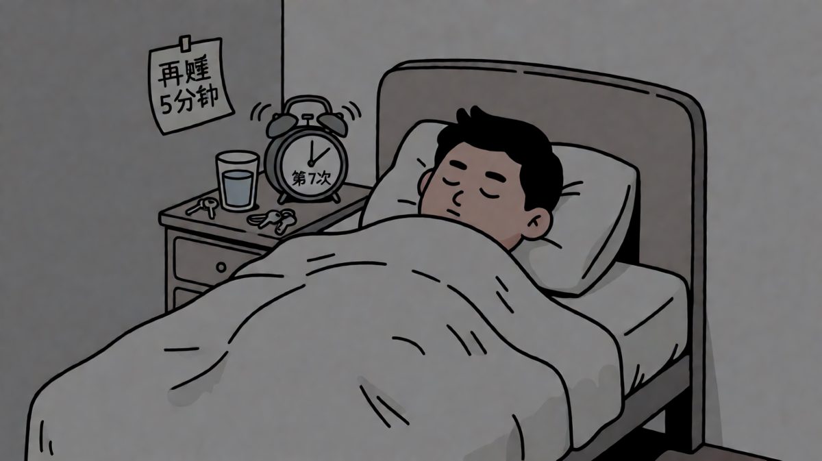 周一早上第七次闹钟响，身体已经放弃挣扎。