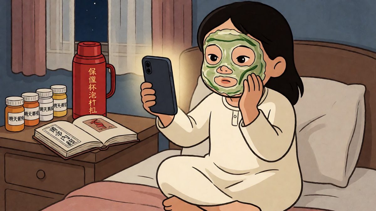 凌晨三点的朋克养生：一边刷短视频一边敷黄瓜。