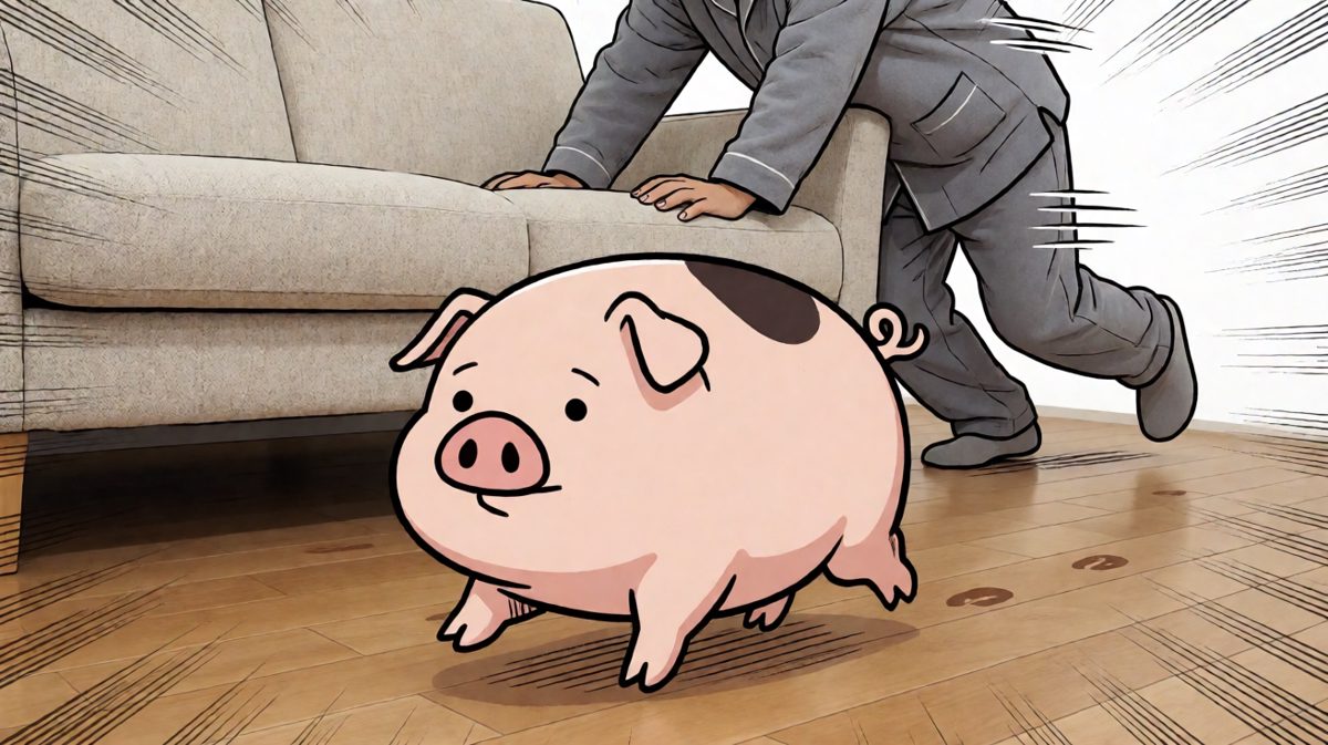 猪不走了，改在客厅里溜达了，他只能跟着跑。