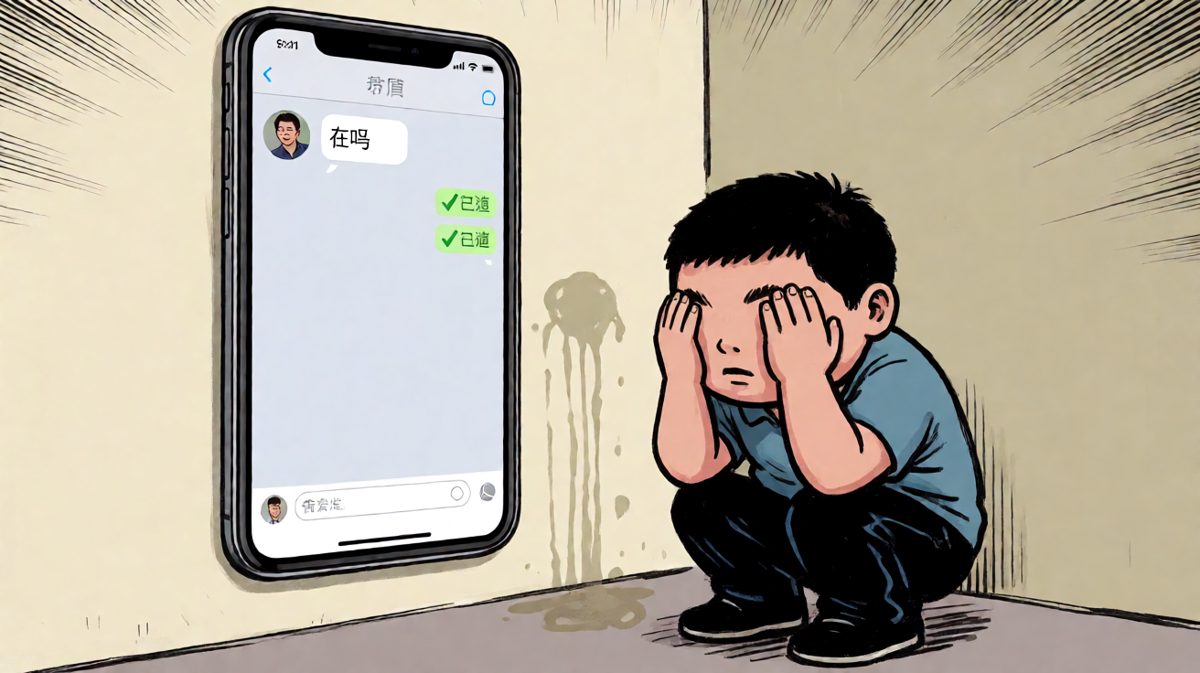 已读不回三小时，对方一句'在吗'直接让他原地emo到墙角。