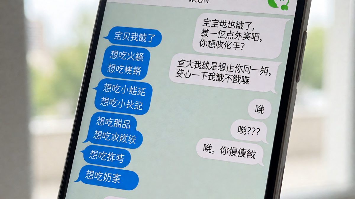 饿了求关心，结果被一个「哦」终结了恋爱