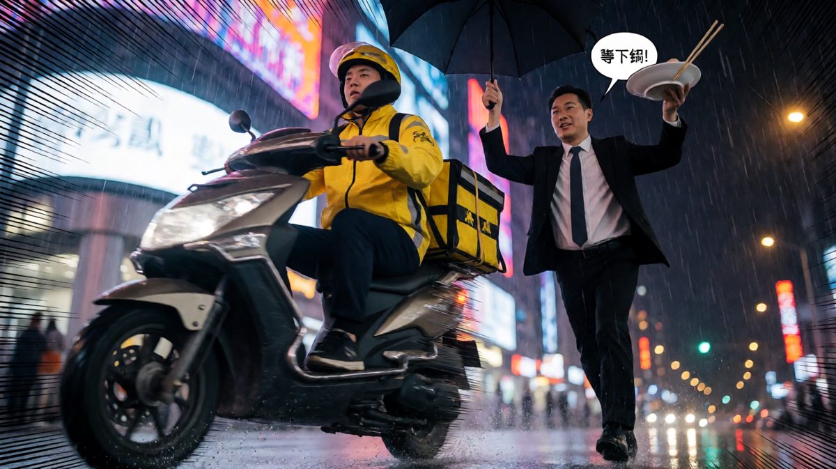 干饭人的脚步，永远比外卖员快零点五秒。