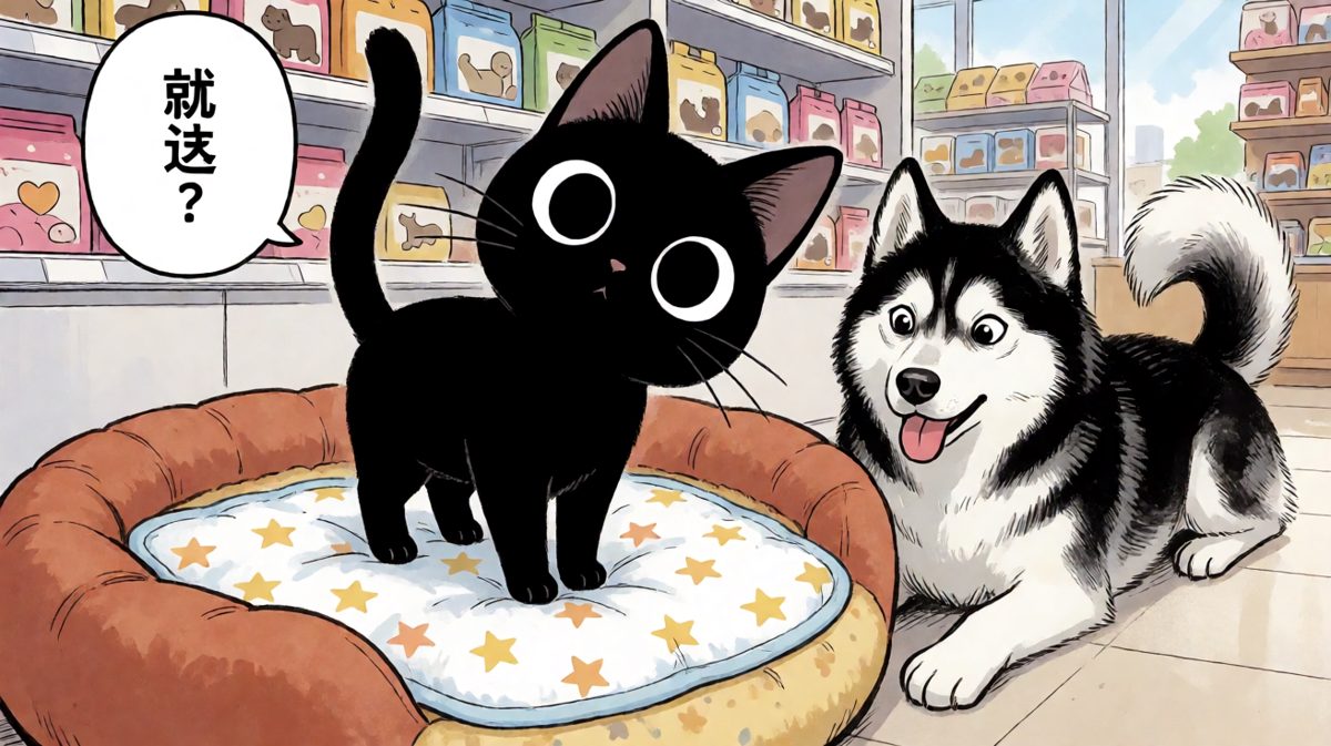 黑猫：体验完，退掉。哈士奇：你走它别走啊！！