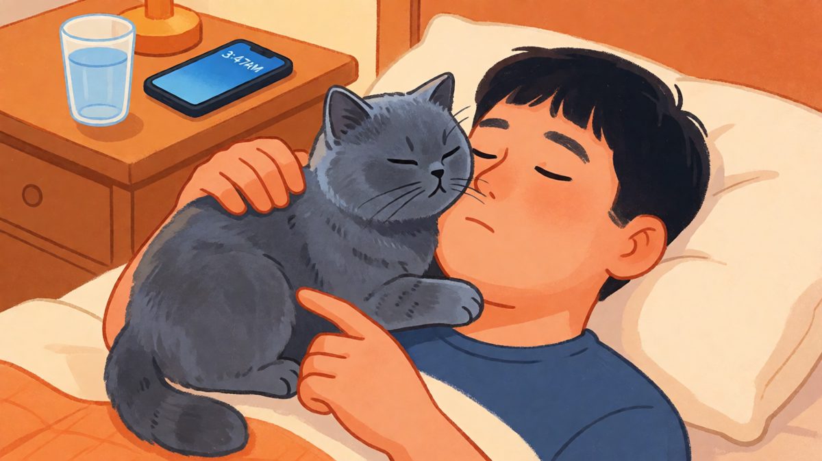 他忍了三个小时没翻身，因为再动一下就要挨一爪子。