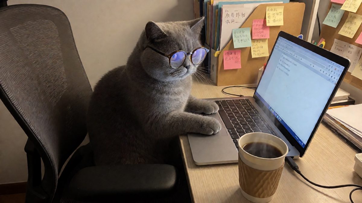 英短猫上线加班，打工人本猫，绝不打烊