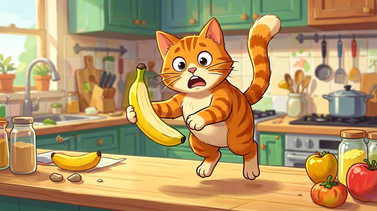 偷吃被抓，猫咪的瞬间石化表情堪称经典。