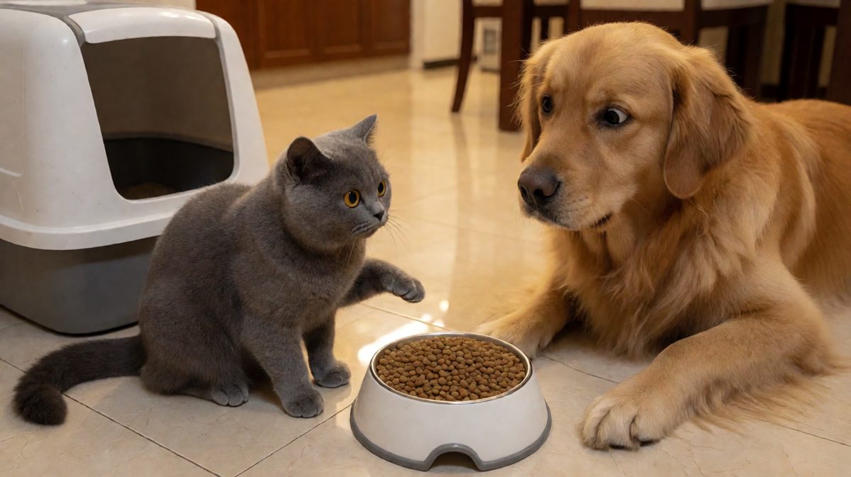 蓝猫：你吃那个，我吃的这个，凭什么你碗还比我大？