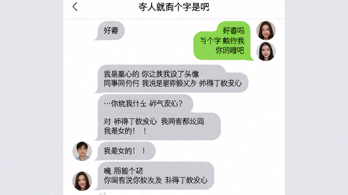 男生为了彩虹屁把「好看」升级成「帅气」，被女生纠正后又说「飒」，性别始终没对上。