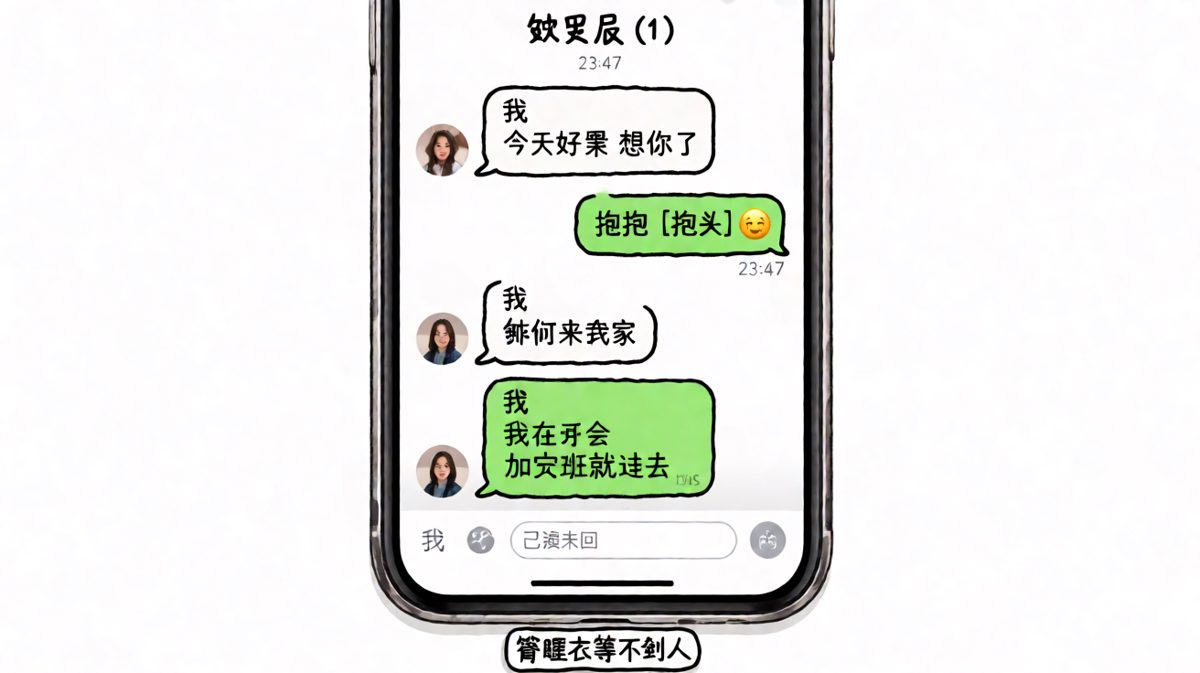 说了「想你了」其实是想让人陪，但穿着睡衣根本不会等