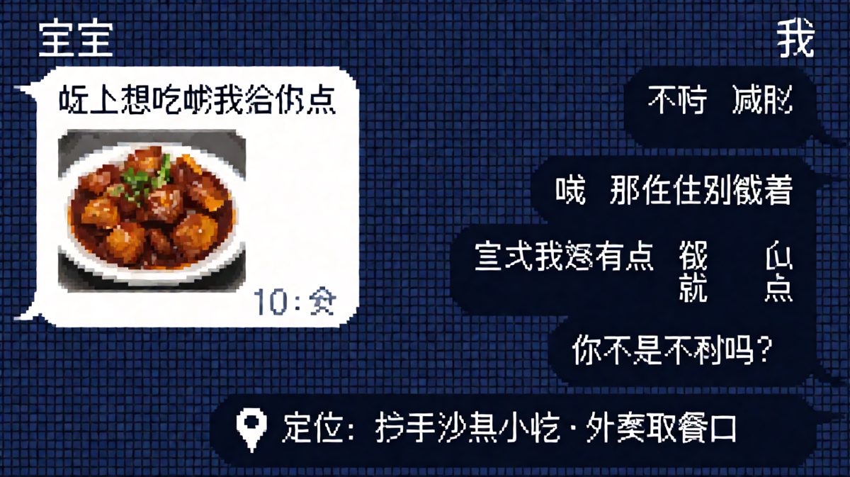 刚说完减肥，十分钟后就加了份排骨，定位还暴露了其实人在楼下等外卖