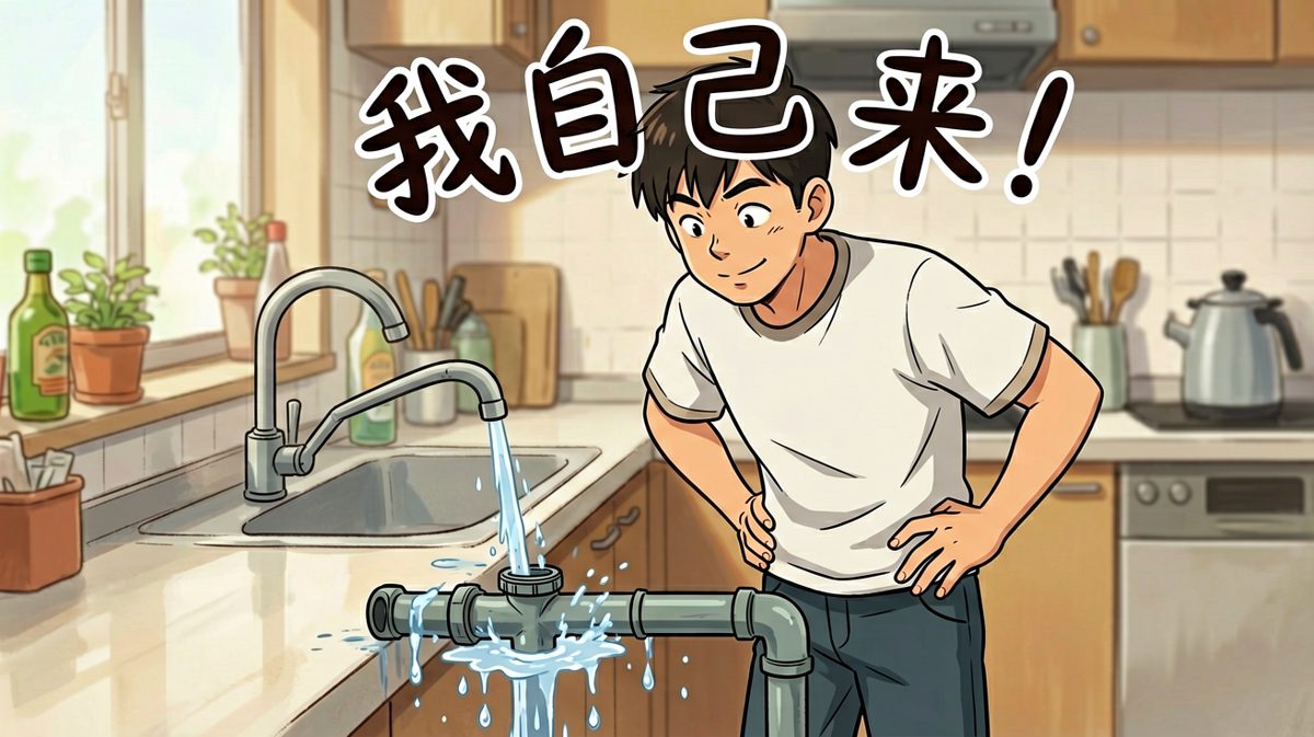 发现水管漏水，小明决定自己动手。