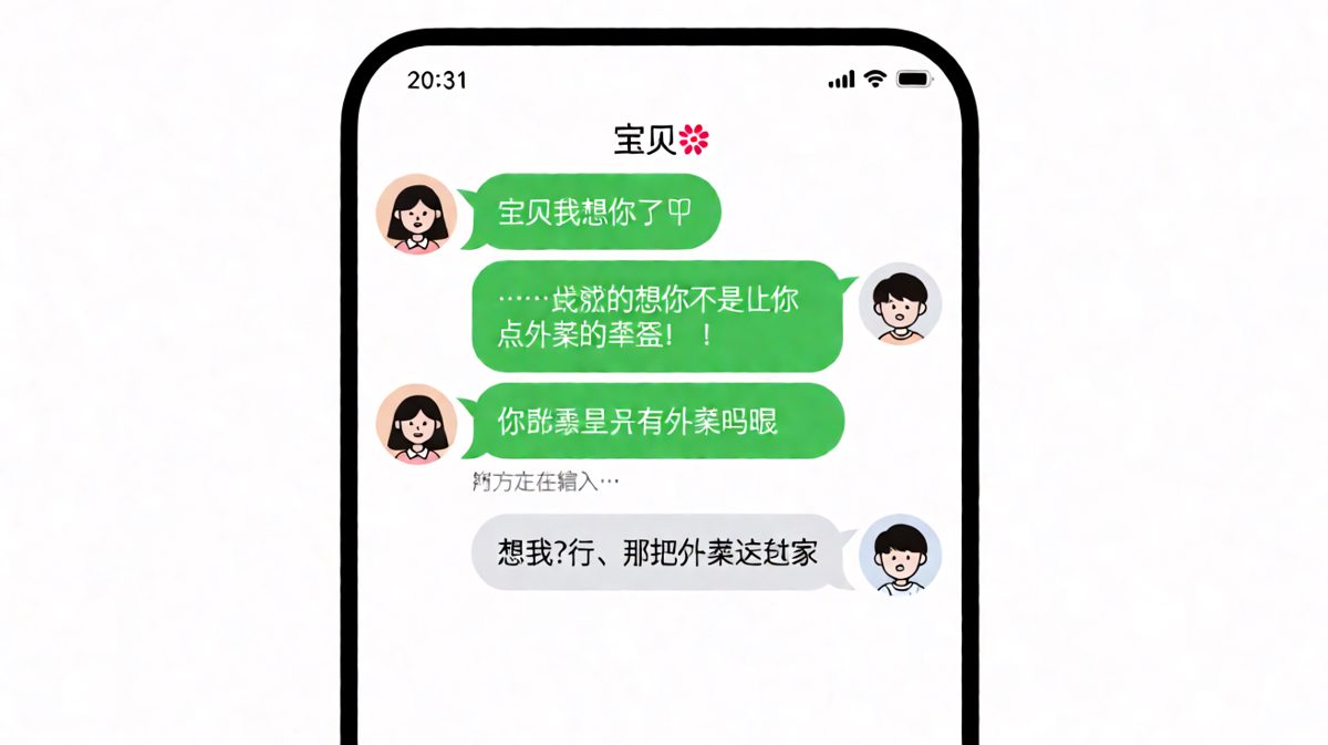 「想你了」秒变「送外卖」，恋爱脑遇上干饭脑