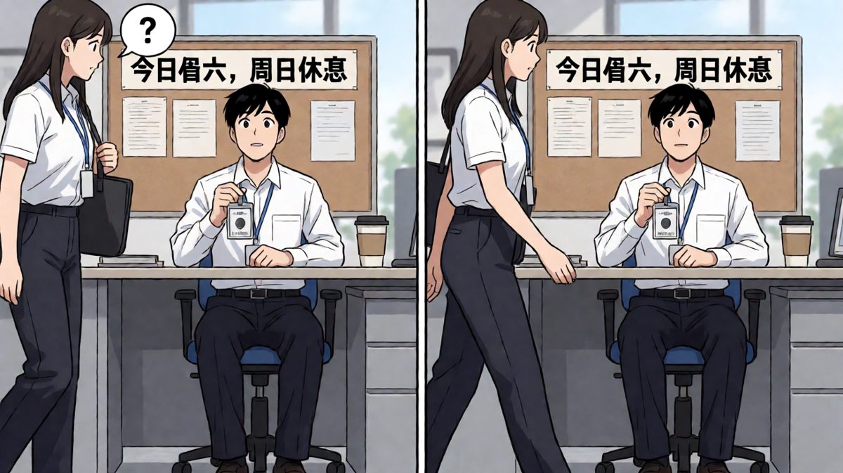 同事：你咋来了？我：……这是周六啊！