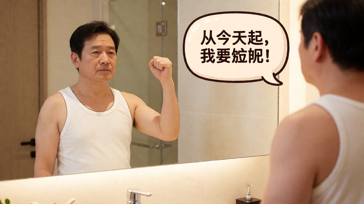 早起对着镜子立下减肥誓师大会