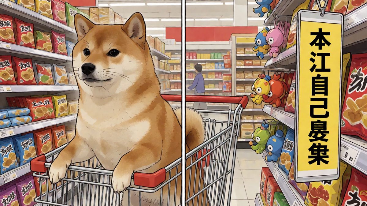 柴犬逛超市的觉悟：本汪要挑最好的，谁也别想拦我。