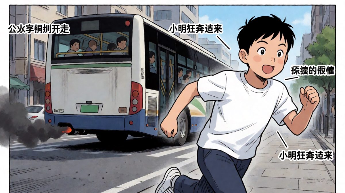 狂奔追公交，眼睁睁看它开走