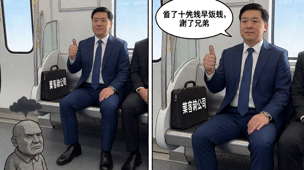 精英男面不改色竖起大拇指：这顿早饭，值