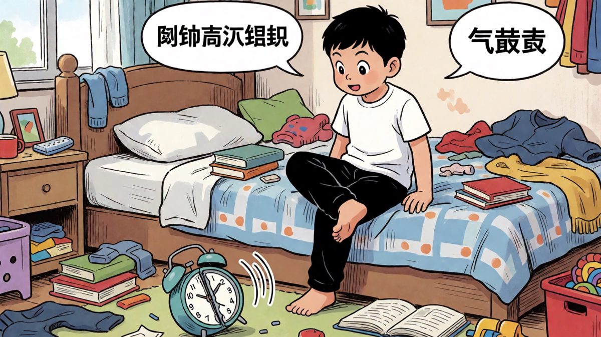 闹钟又响了，小明一气之下把它扔了