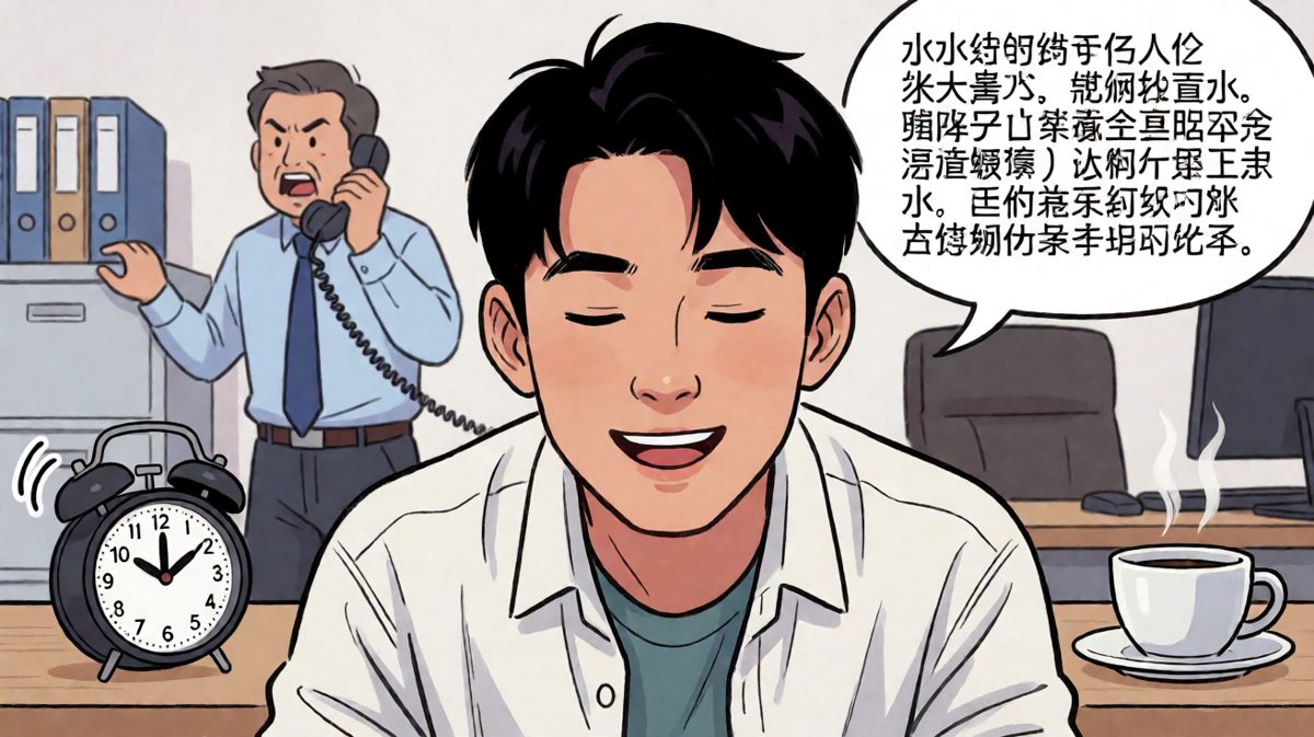 结果小明睡过头，迟到被老板骂