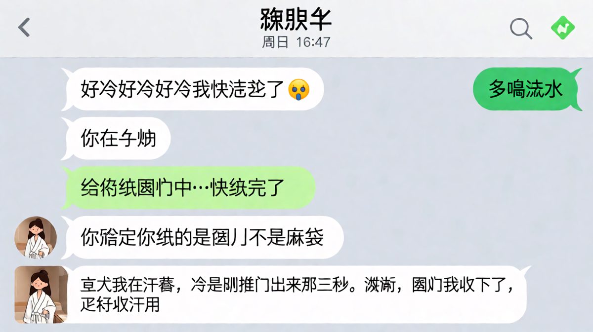 他织了两小时「围巾」，她默默在汗蒸房里把它变成了毛巾
