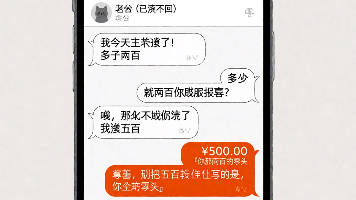 嘴上嫌弃你涨得少，手上已经把五百转过去了，备注还特别欠。