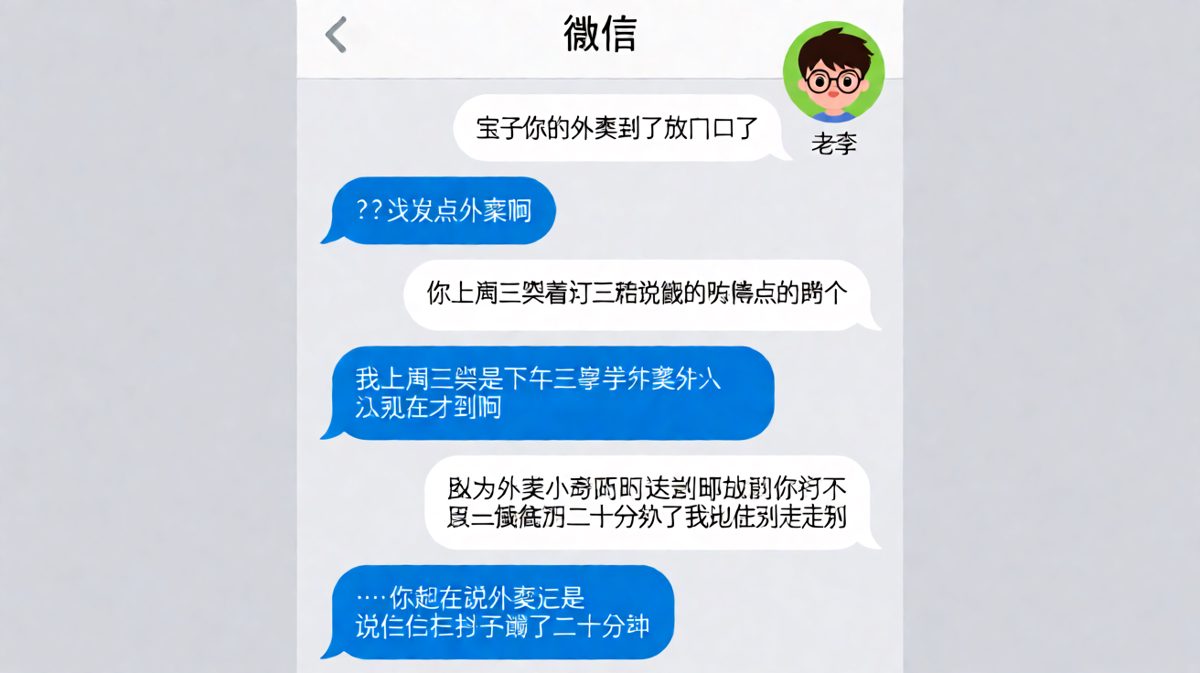 外卖到了——但不是你点的，是你男朋友让外卖员在楼下蹲了二十分钟的成果。