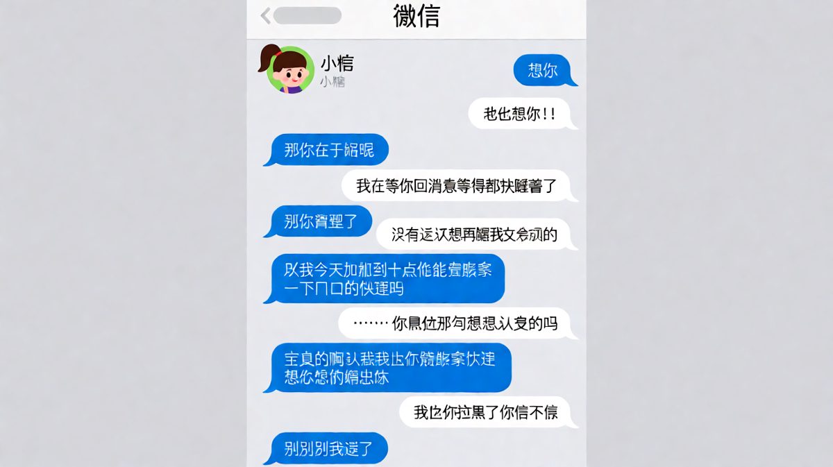 从'想你'到'帮我拿快递'，浪漫只撑了四行对话。