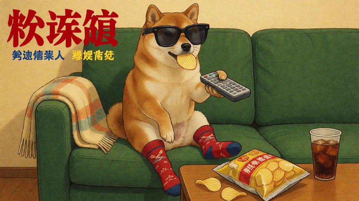 柴犬今晚的私人放映厅，片名《如何优雅地找不到第二只袜子》，导演：它自己。