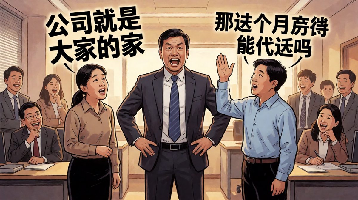 老板：公司就是家！ 员工：那房东（公司）能替我交房租吗？