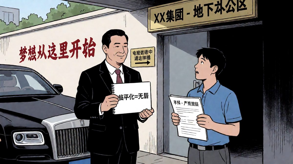老板说扁平化管理，员工发现公司招牌写着地下二层
