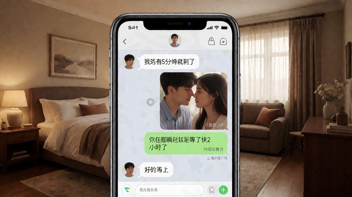 男生说还有5分钟，实际上还在家穿裤子