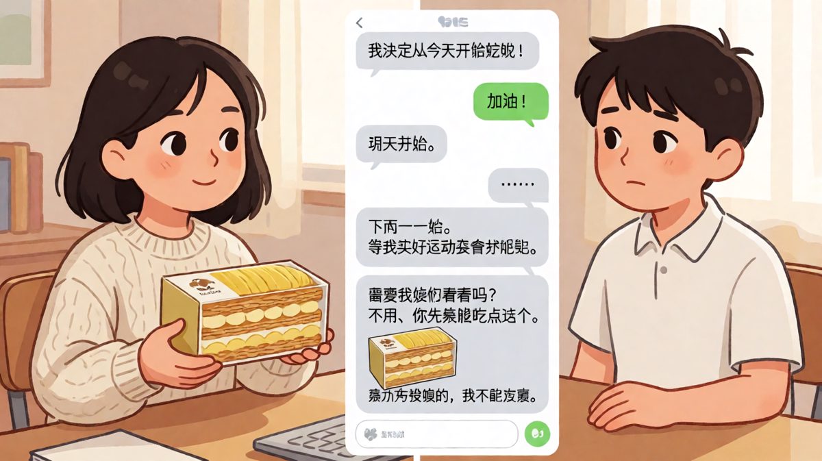 减肥的flag刚立起来就被榴莲千层合法收编，男友沦为食物链最底层