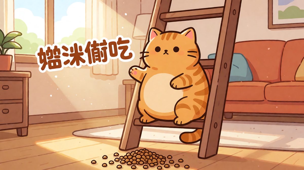 偷吃被抓包的橘猫，头顶猫粮袋一脸懵