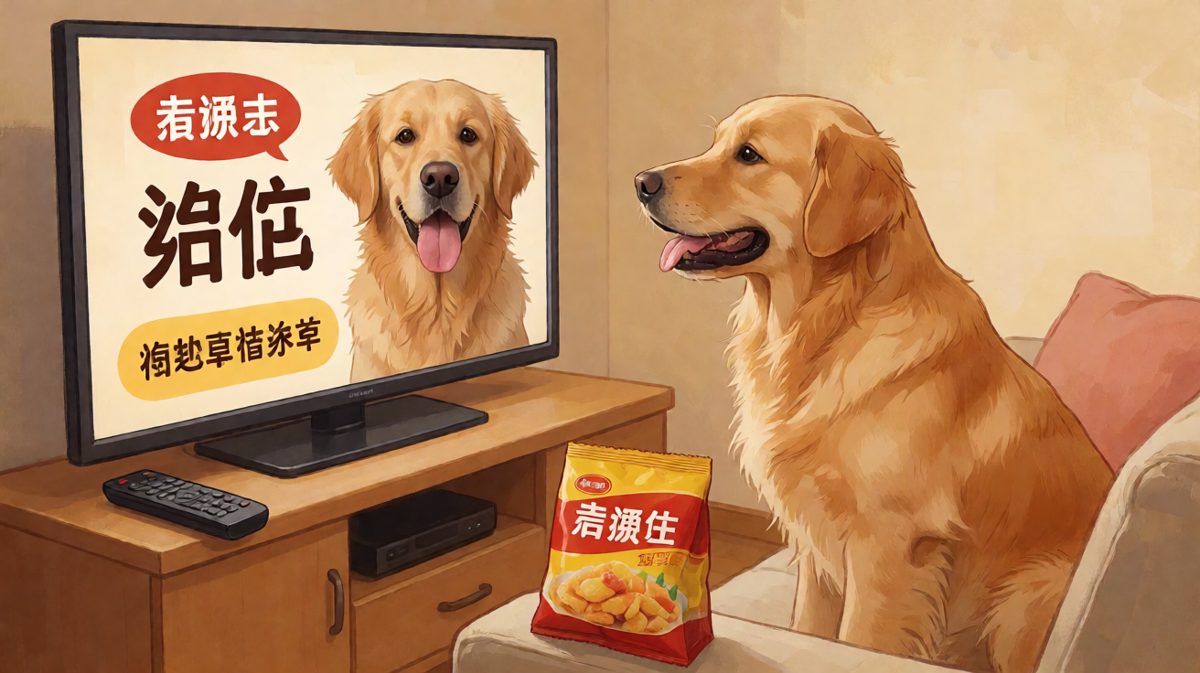 金毛追剧入迷，口水直流