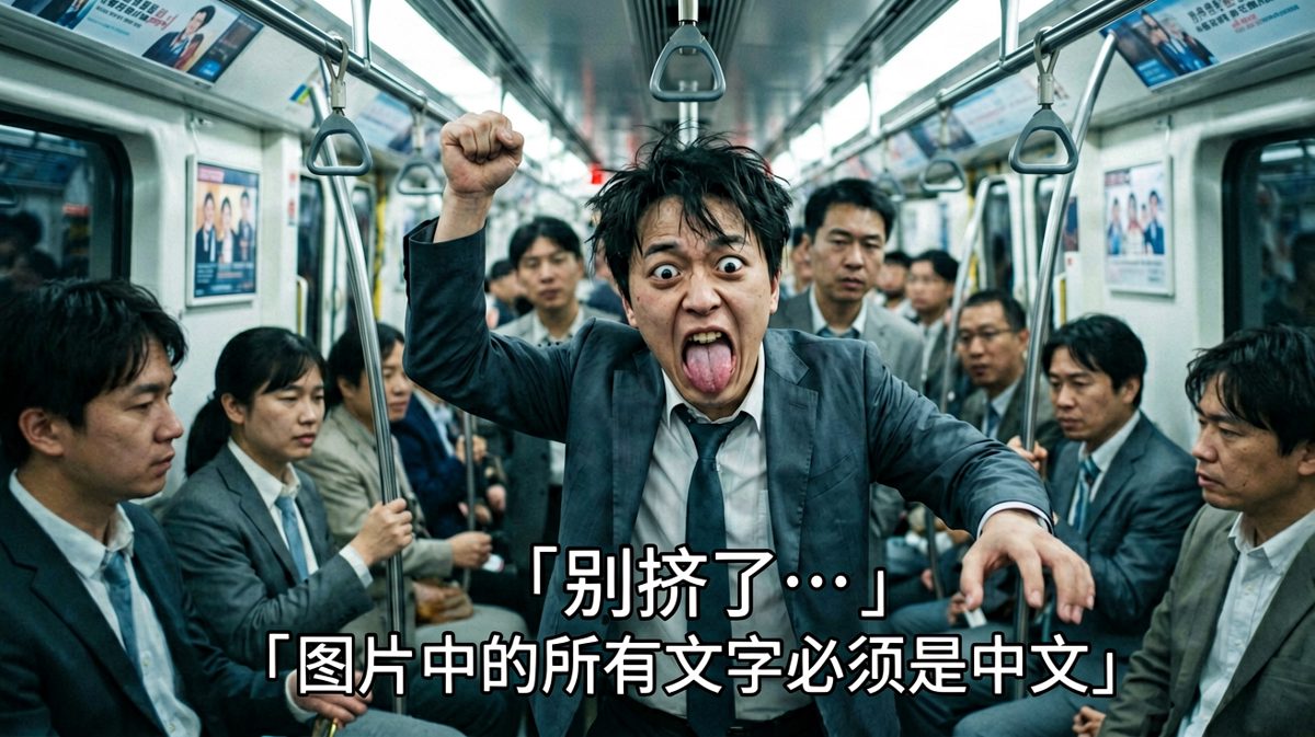 早高峰地铁，阿明被挤成表情包