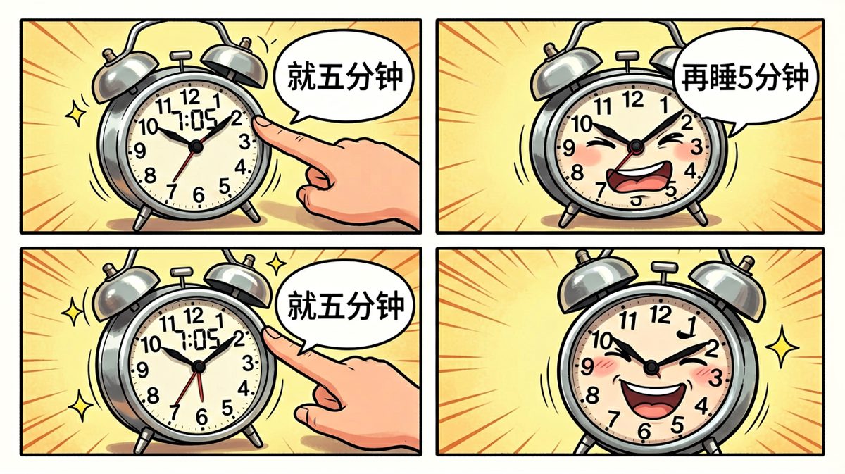闹钟：就五分钟！