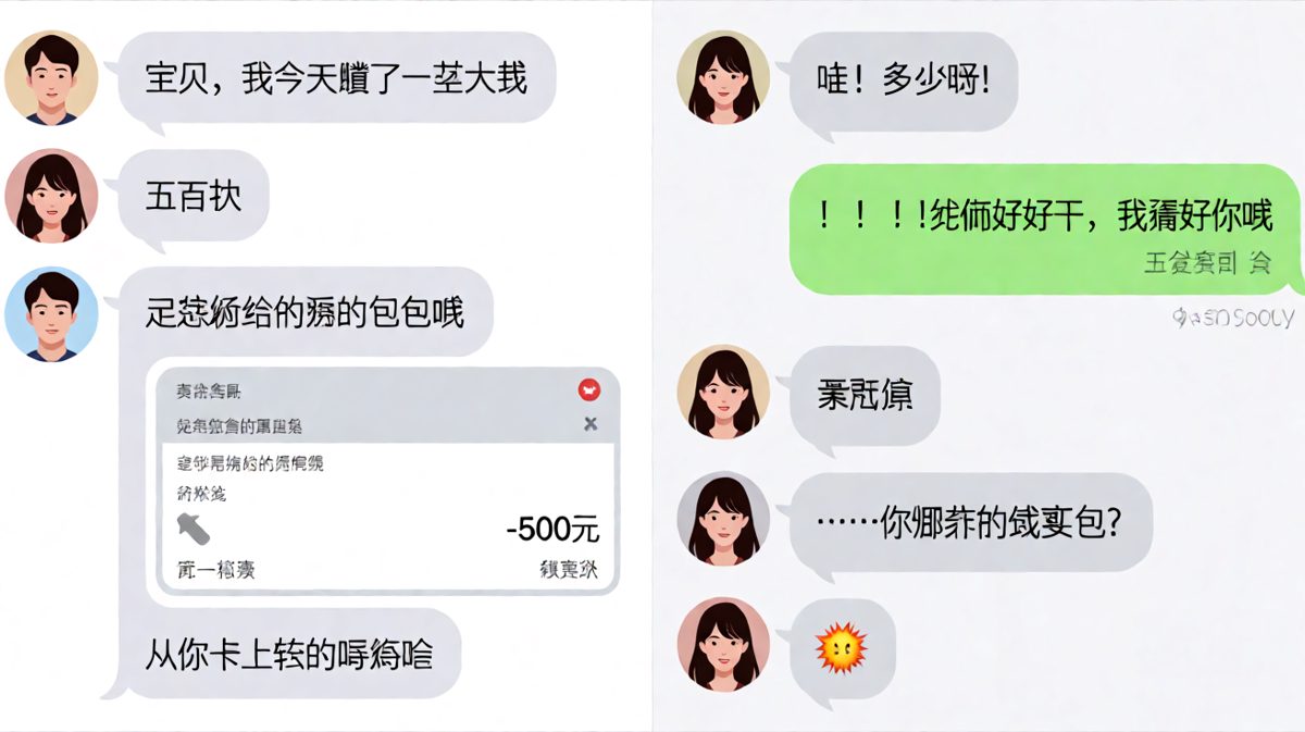 男生炫耀'赚大钱'的结果是用女朋友的钱给她买包，神级反转爆笑全场