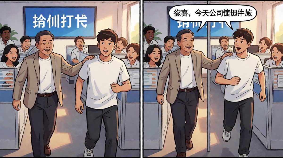 结果老板说：今天公司提前放假——